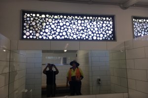 perforated aluminium screen southern cross aquatic centre privacy